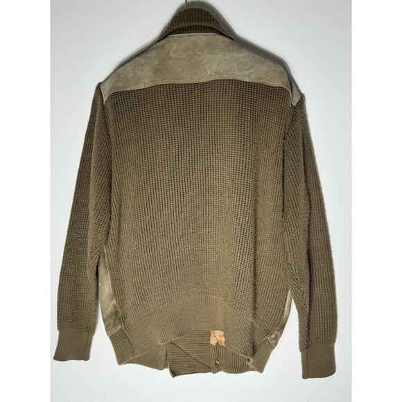 Canda Vintage Men's Cowhide Suede Leather Knit Jacket Brown Size Large C&a Rare - Picture 2 of 8